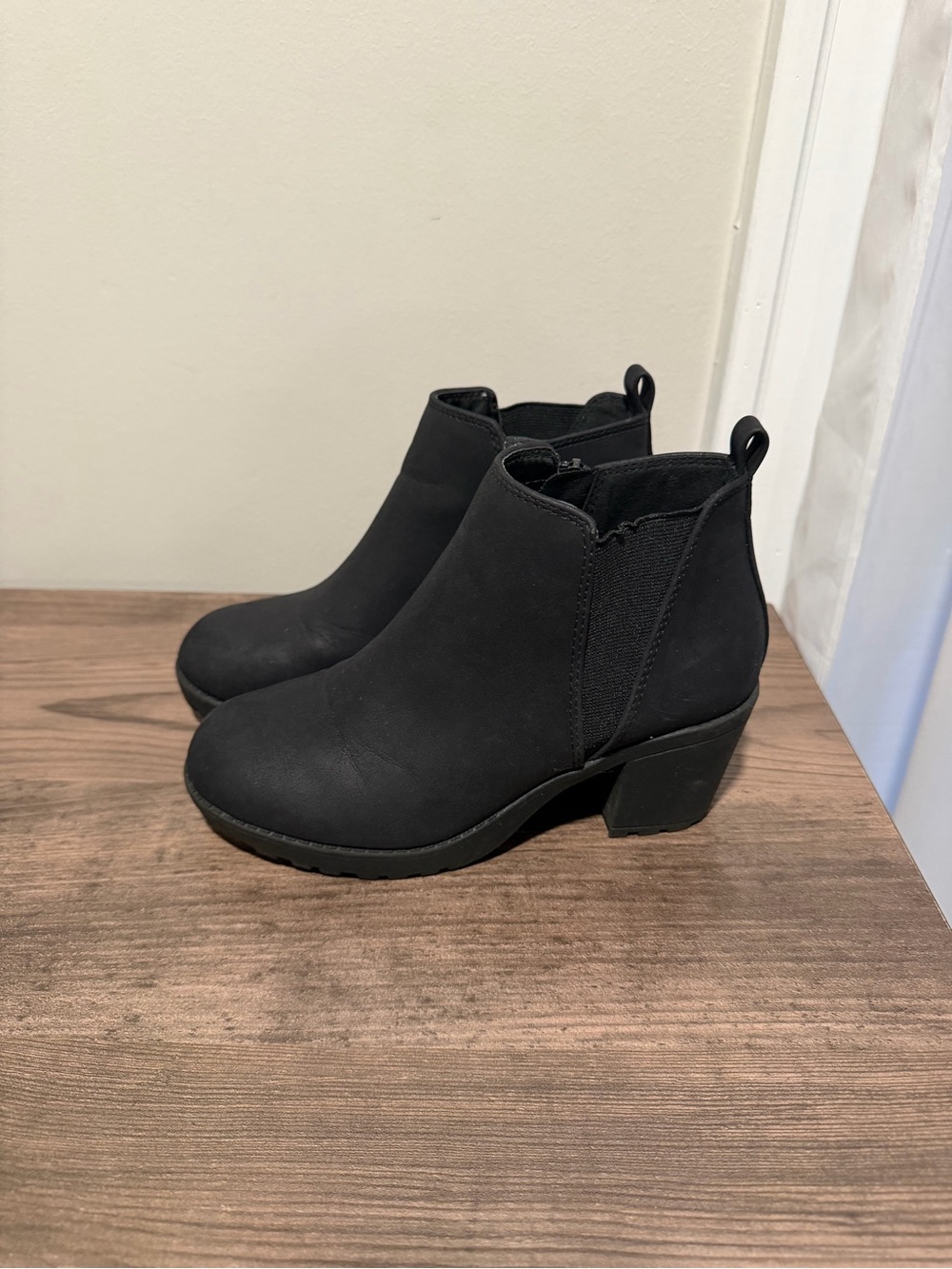 Sarah Jayne Girls Black Ankle Booties with Block Heel